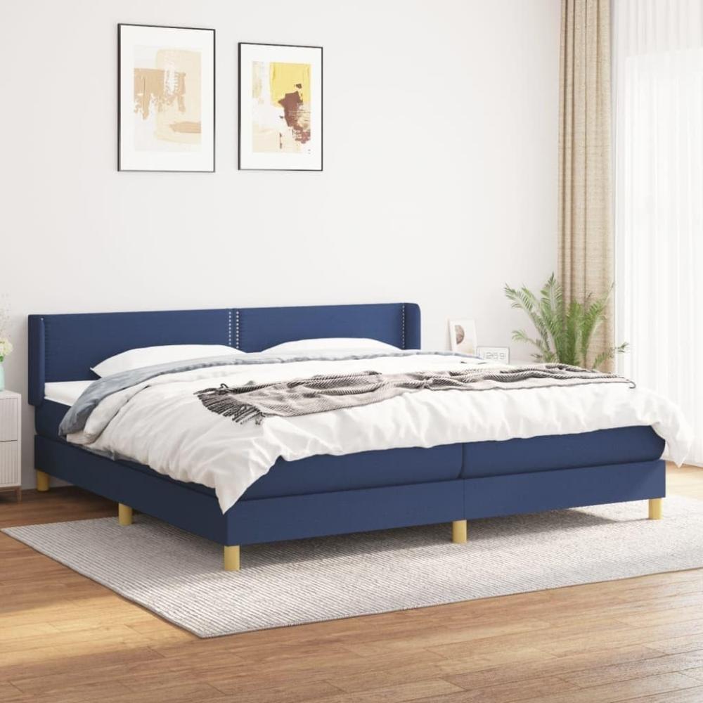 Boxspringbett mit Matratze Stoff Blau 200x200 cm, Härtegrad: H2 [3130223] Bild 1