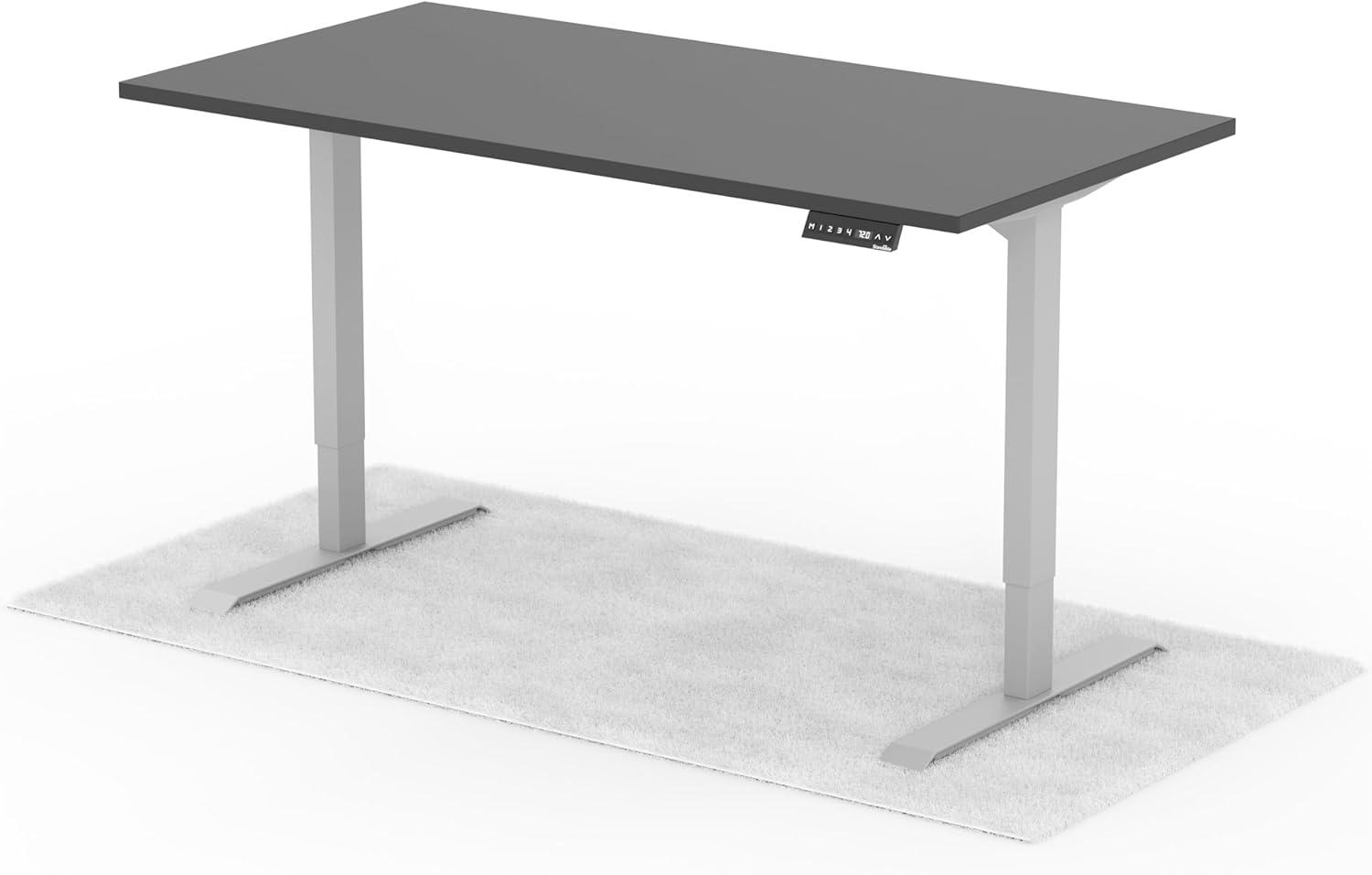 elektrisch höhenverstellbarer Schreibtisch DESK 160 x 80 cm - Gestell Grau, Platte Anthrazit Bild 1