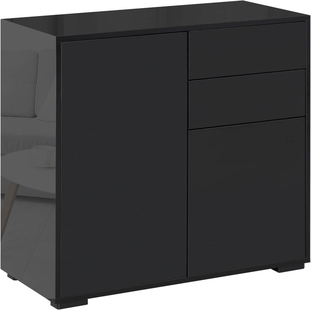 HOMCOM Standschrank Aufbewahrungsschrank Mehrzweckschrank Aktenschrank Kommode 2 Schublade 2 Türen E1 Spanplatte Schwarz 79 x 36 x 74 cm Bild 1