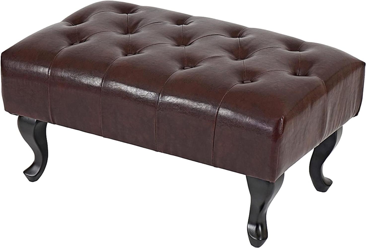 Ottomane Chesterfield, Sitzhocker Fußablage Hocker, Kunstleder 39x77x47cm ~ antik-braun Bild 1