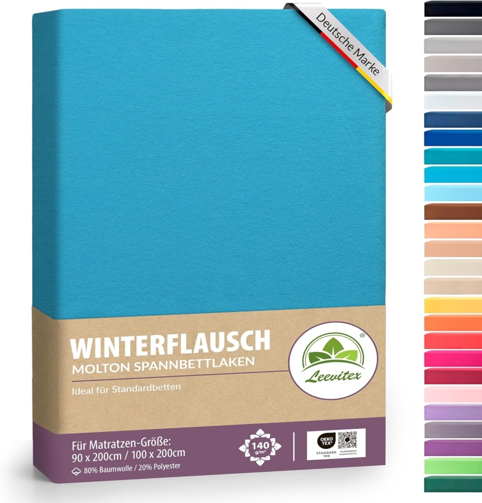 leevitex® Spannbettlaken für kalte Nächte – angenehm weich, passgenau, farbstark & pflegeleicht, Gummizug: Rundum Bild 1
