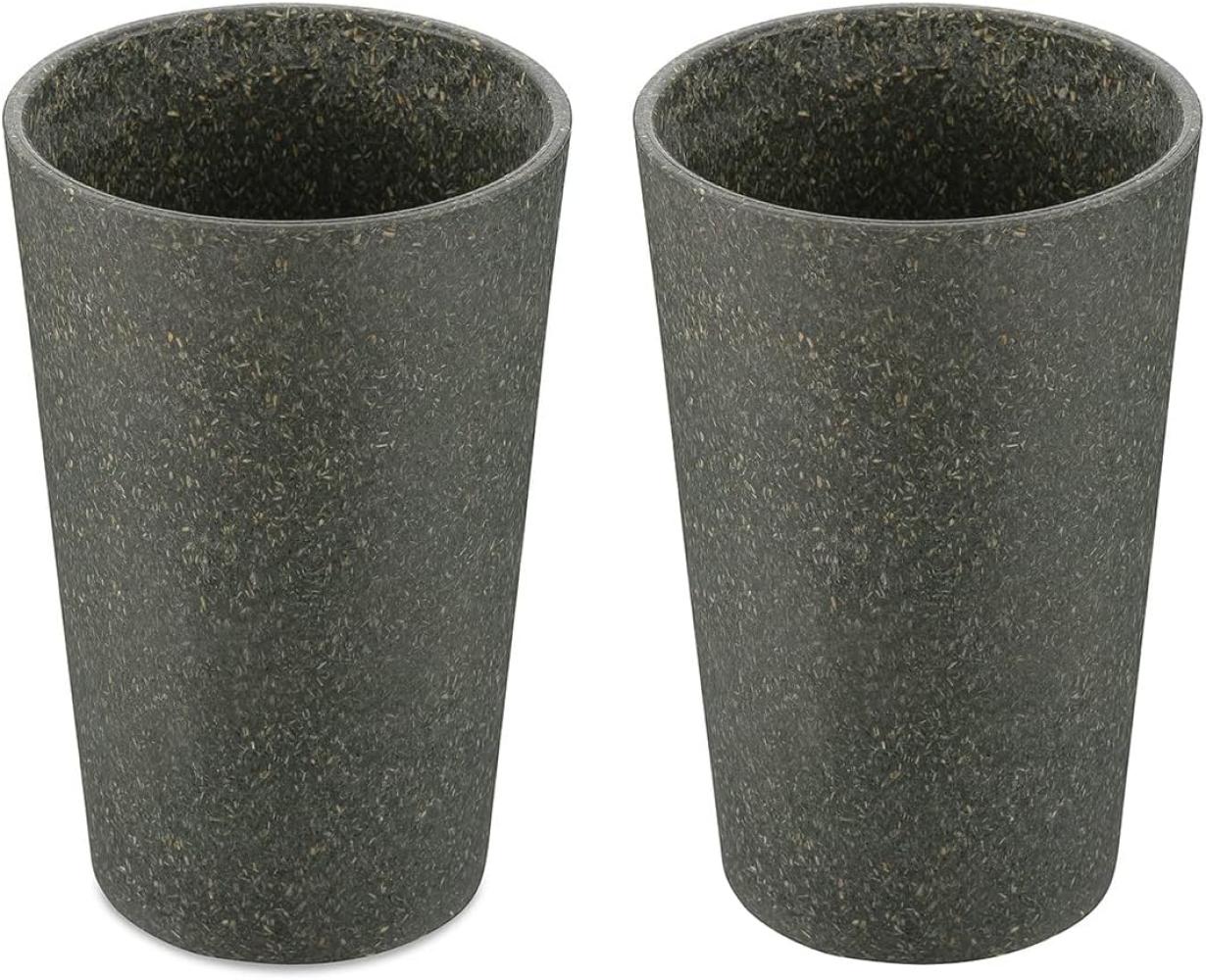 Koziol Becher 2er-Set Connect Cup L, Trinkgläser, Kunststoff-Holz-Mix, Nature Ash Grey, 350 ml, 7022701 Bild 1