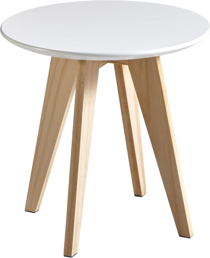 Beistelltisch Wohnzimmertisch Nachttisch Rondo 299019 Platte MDF Lack weiß 40x40 cm Bild 1