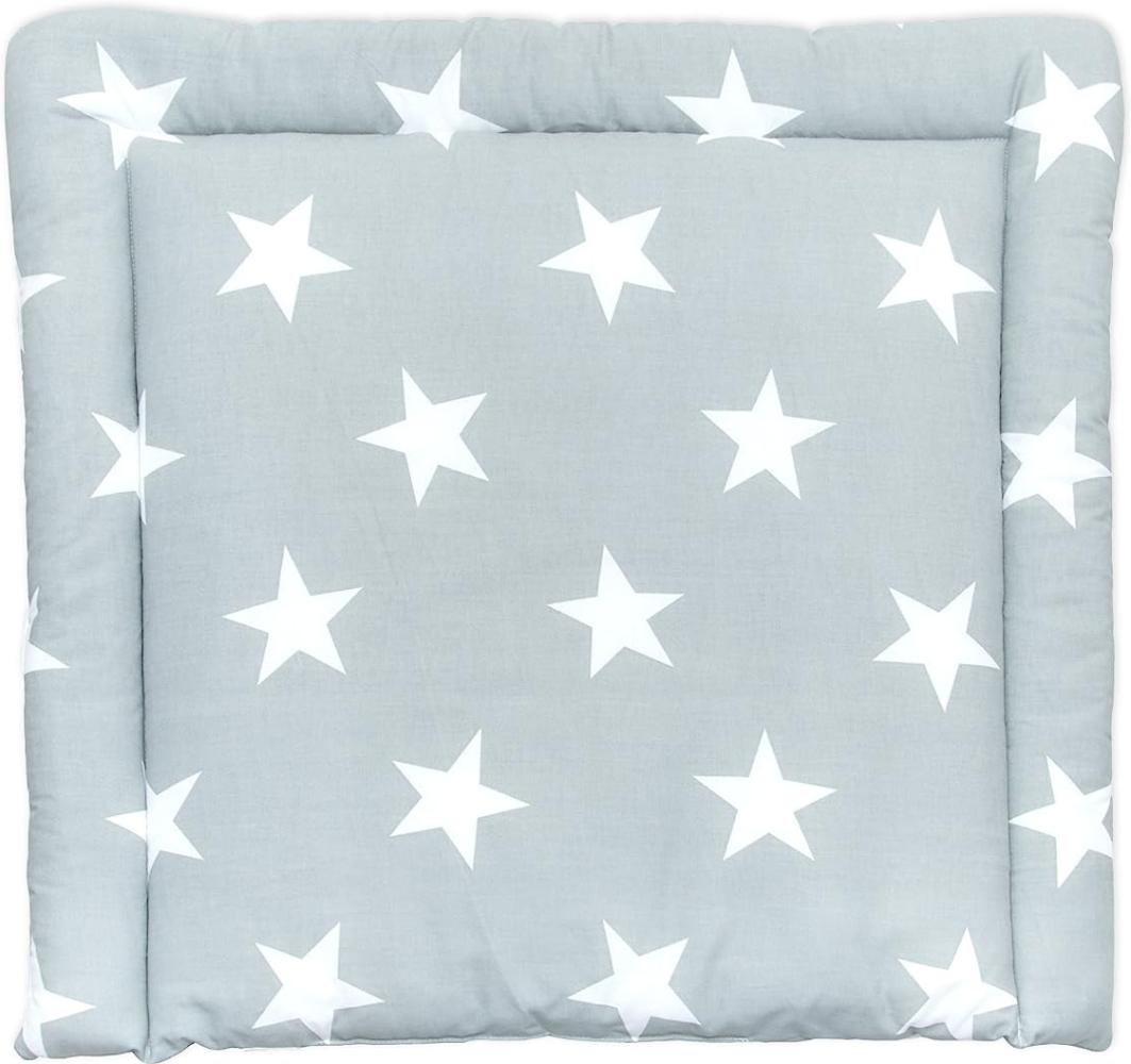 KraftKids WGS112 Wickelauflage in große weiße Sterne auf Grau, Wickelunterlage 75x70 cm (BxT), Wickelkissen, mehrfarbig, 630 g Bild 1