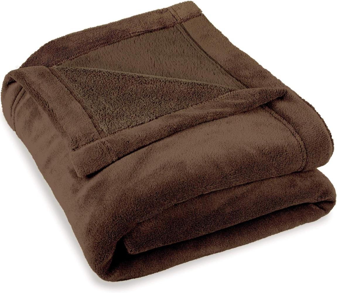 CelinaTex Flauschige Kuscheldecke 150 x 200 cm dunkel braun Decke Sofa warm Wohndecke weich Mikrofaser Fleece Oeko-TEX Montreal Bild 1