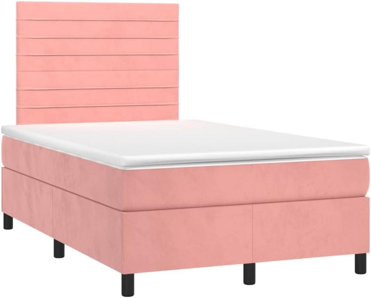 vidaXL Boxspringbett mit Matratze & LED Rosa 120x200 cm Samt 3136178 Bild 1