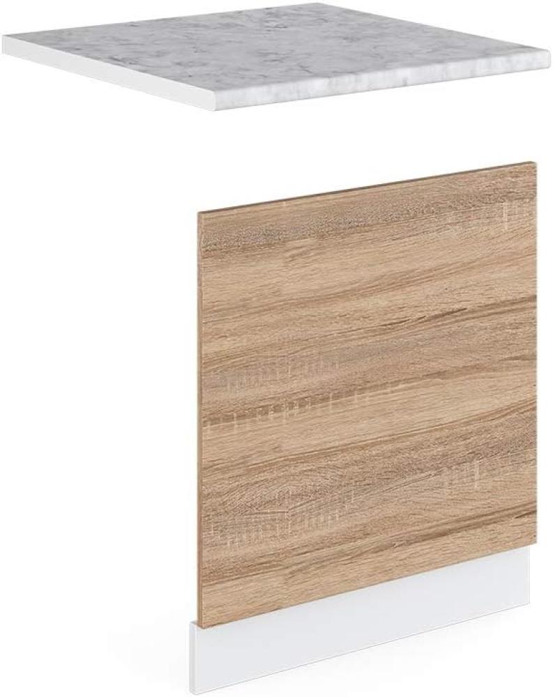 Vicco Küchenschrank R-Line Hängeschrank Unterschrank Küchenzeile Küchenunterschrank Arbeitsplatte, Möbel verfügbar in anthrazit und weiß (Sonoma mit Arbeitsplatte, Geschirrspülerblende 60 cm) Bild 1