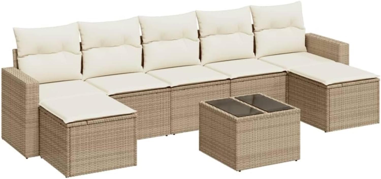 vidaXL 8-tlg. Garten-Sofagarnitur mit Kissen Beige Poly Rattan 3251685 Bild 1