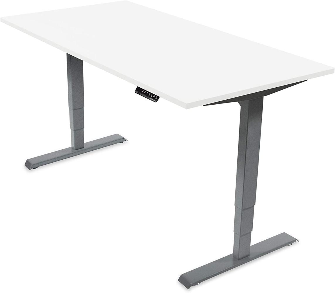 Ergotopia Elektrisch höhenverstellbarer Schreibtisch 5 Jahre Garantie | Ergonomischer Steh-Sitz Tisch mit Memory Funktion | Beugt Rückenschmerzen vor & Macht produktiver (120x80 cm, Weiß) Bild 1