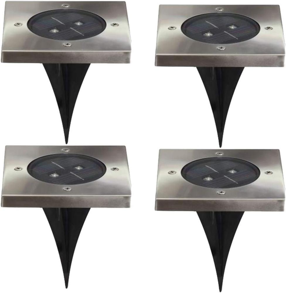 4er-Set LED Solar Bodeneinbaustrahler TORINO, 4-eckig, IP44 Bild 1