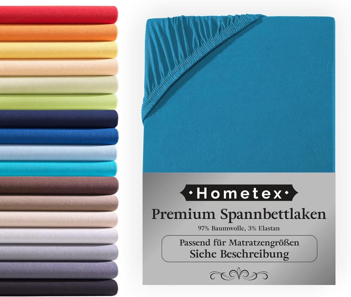 Hometex Premium Textiles Spannbettlaken Premium Boxspringbett Spannbetttuch ideal für Wasserbett und Matratzen, Jersey, Gummizug: Rundumgummizug, Spannbettlaken Premium Qualität 190 g/m², Gekämmte Baumwolle Bild 1