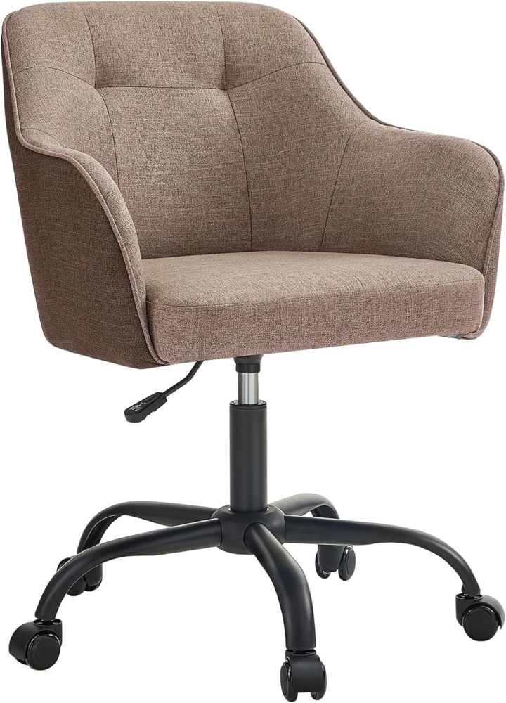 Songmics höhenverstellbarer Bürostuhl, bis 120 kg belastbar, Leinenimitat braun, 64x64 x (83-93) cm Bild 1