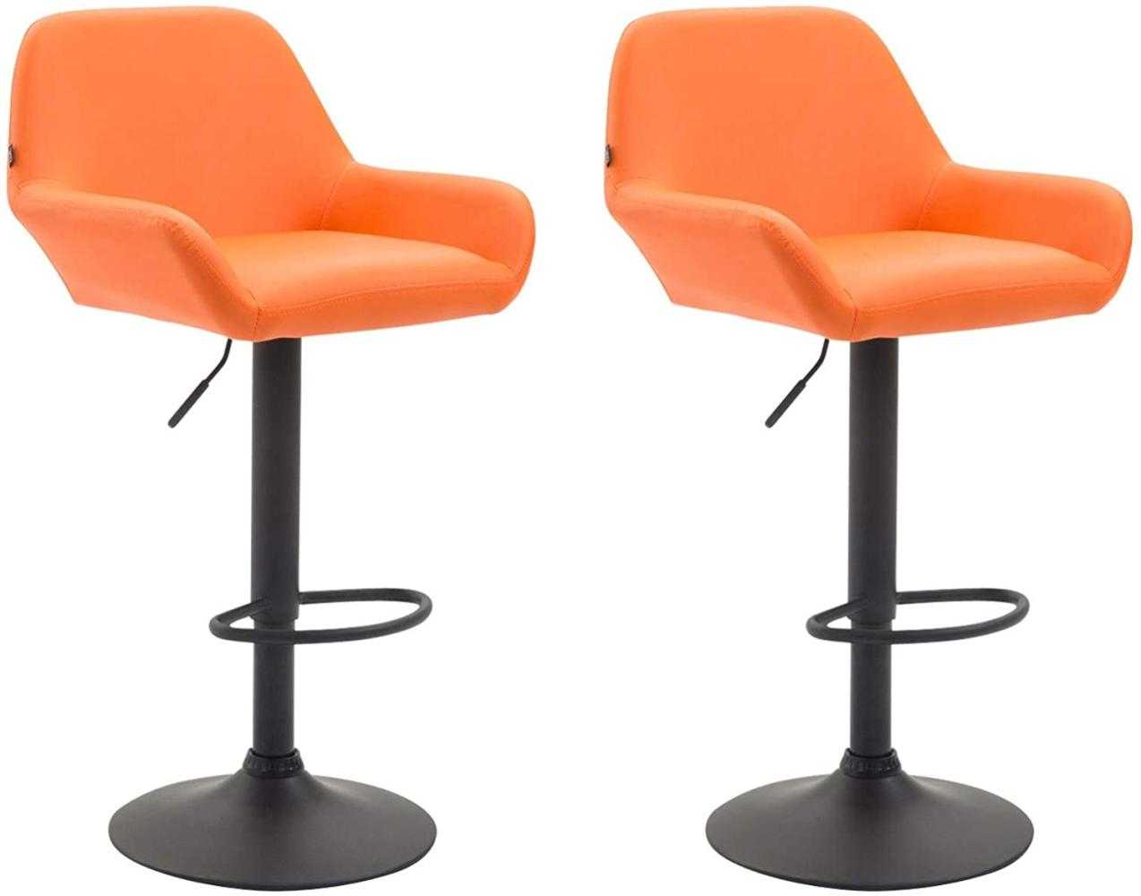 2er Set Barhocker Braga Kunstleder schwarz orange Bild 1