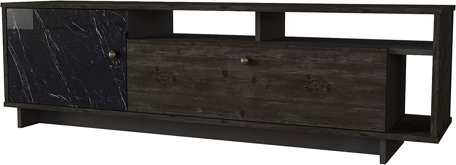 TV Lowboard Artem Rebab Braun Dunkelgrau ( Marmor Optik ) Bild 1