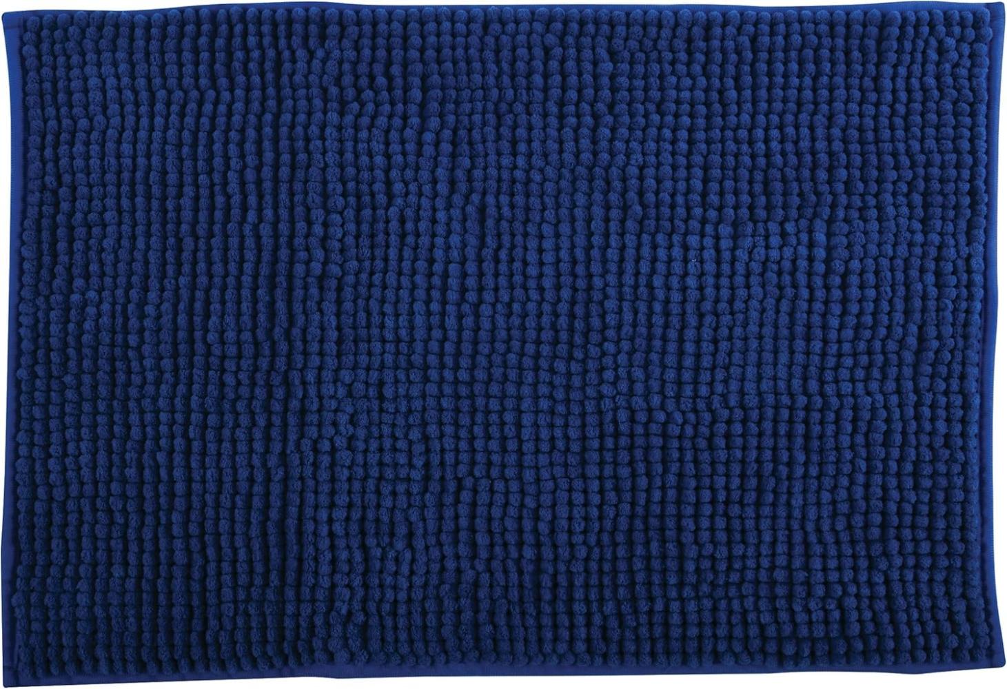 MSV Badteppich Badvorleger Duschvorleger Chenille Hochflor Badematte 50x80 cm – Blau Bild 1