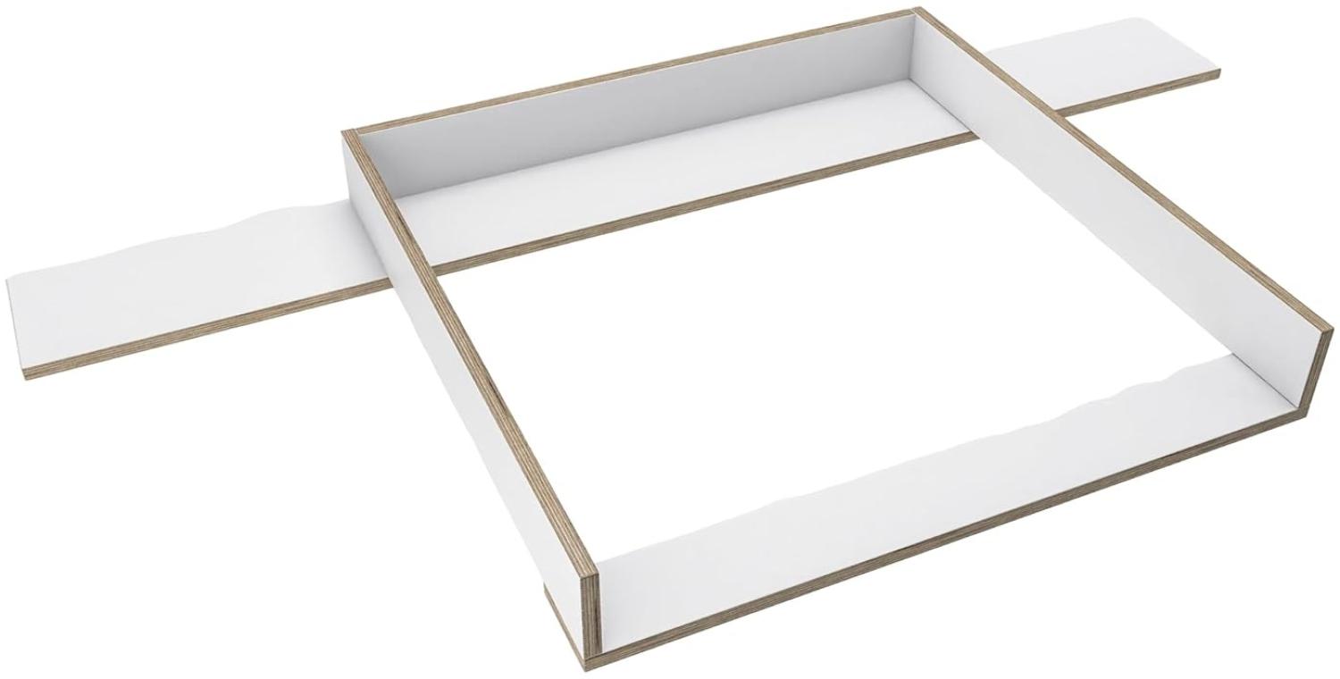 regalik Wickelaufsatz mit Platte für Hemnes von IKEA, Wickeltischaufsatz für 50x160 cm Kommoden, Abnehmbar Wickelkommode aufsatz, Gerade Frontplatten, Weiß Superholz, 1 mm ABS-Material Bild 1