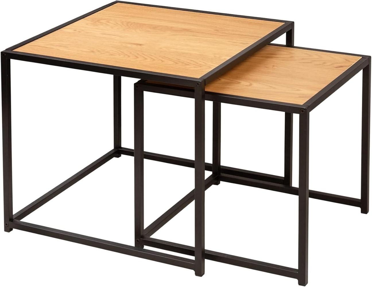 riess-ambiente Beistelltisch SLIM LINE 50cm natur / schwarz (Set, 2-St), Wohnzimmer · Wildeiche-Design · Metall · Industrial Bild 1