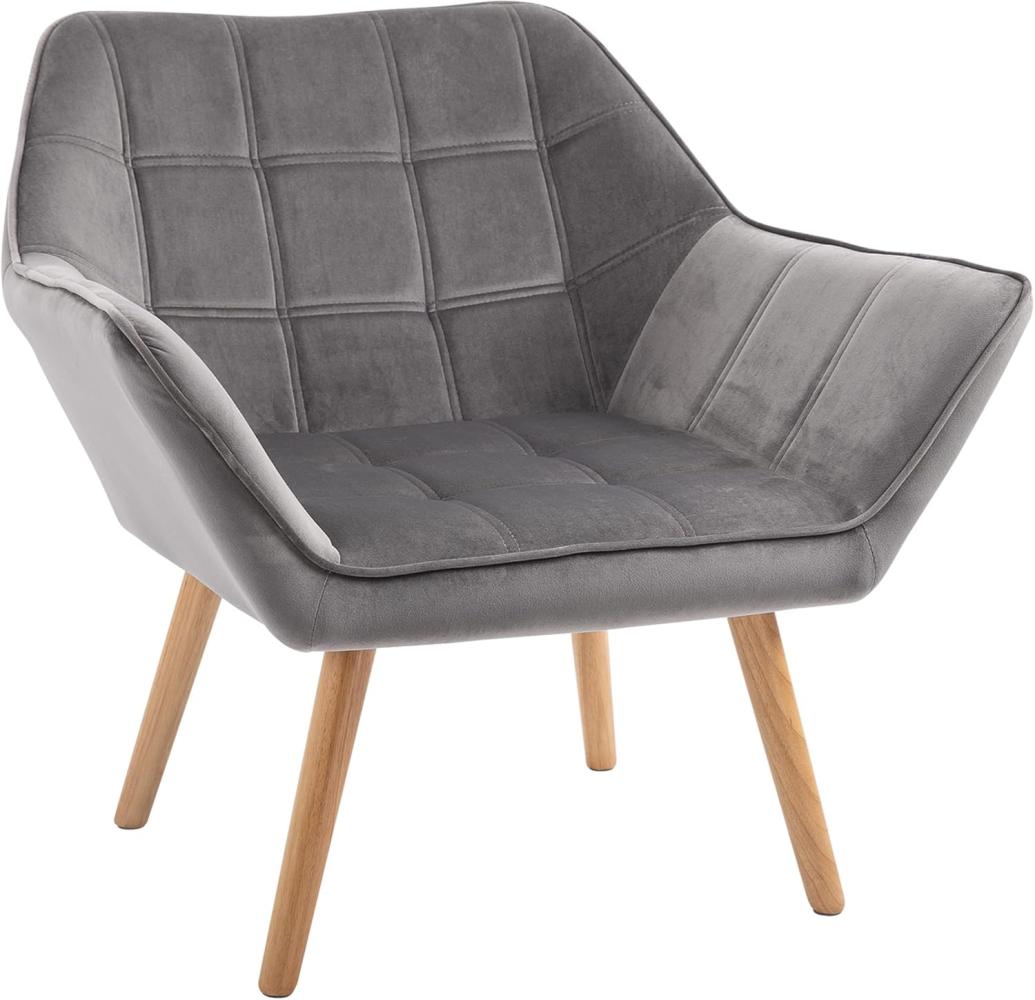 HOMCOM Relaxsessel Relaxstuhl Sessel in Samtoptik (Ohrensessel, 1-St, Einzelsessel), Polyester skandinavisch Grau 67 x 61,5 x 71 cm Bild 1