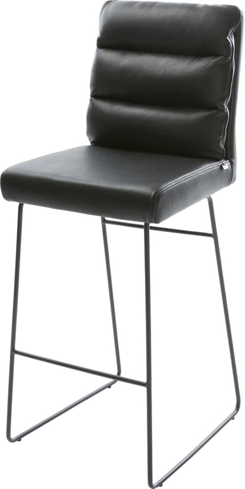 Barstuhl Pela-Flex Echt-Leder Schwarz Kufengestell Metall Bild 1