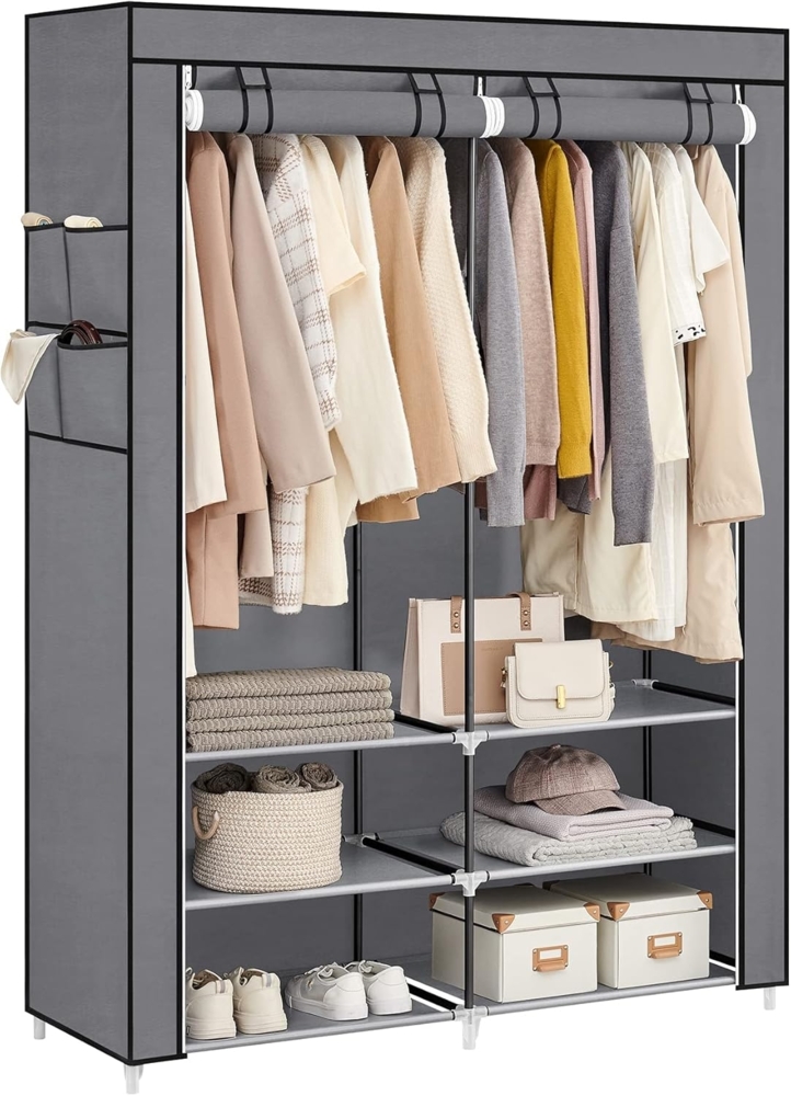 Songmics Kleiderschrank Stoffschrank, 4 Hängefächer, mit Ablagen, 4 Seitentaschen Bild 1