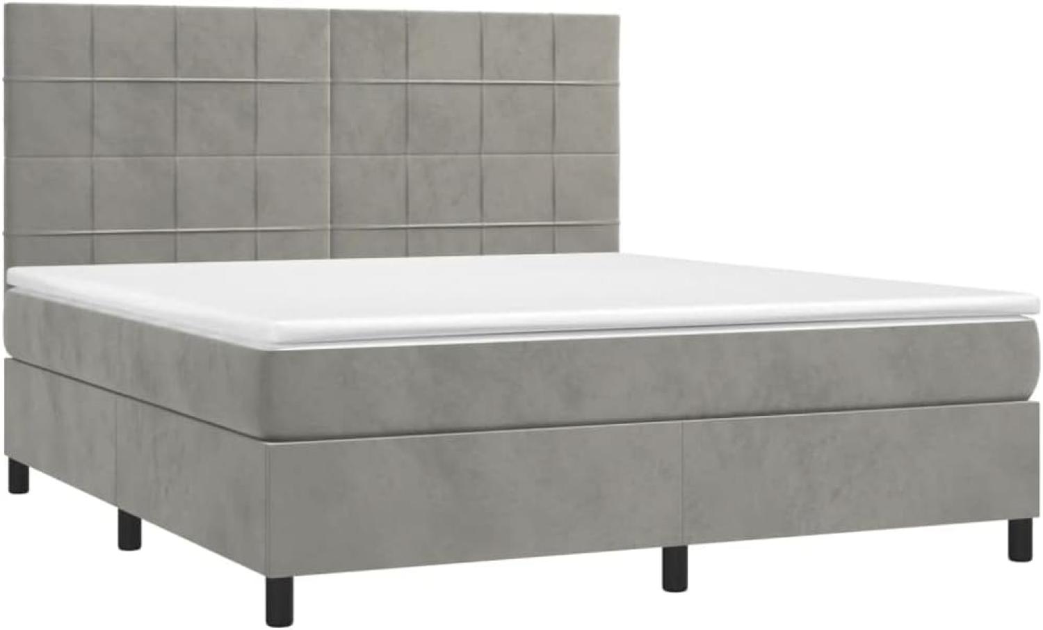 vidaXL Boxspringbett mit Matratze & LED Hellgrau 160x200 cm Samt 3136131 Bild 1