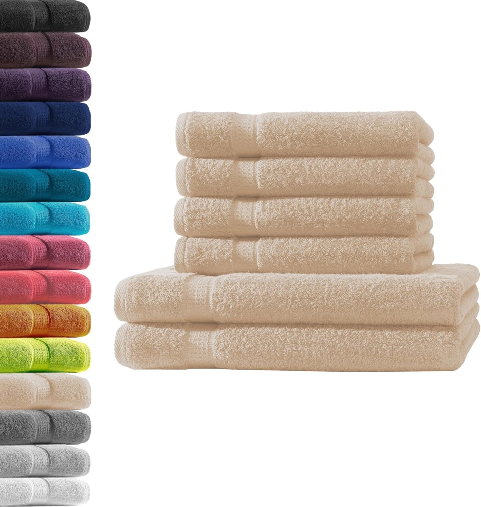 Hometex Premium Textiles Handtuch in Premium Qualität 500 g/m², Feinster Frottier-Stoff 100% Baumwolle, 2x Duschtuch + 4x Handtuch, Kuschelig weich, saugfähig, Extra schwere, flauschige Hotel-Qualität Bild 1