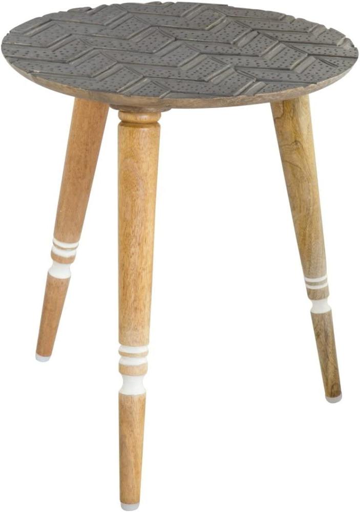 Beistelltisch Beistelltisch, Mango Holz, Tischplatte grau Holzfüsse Holz natur Bild 1