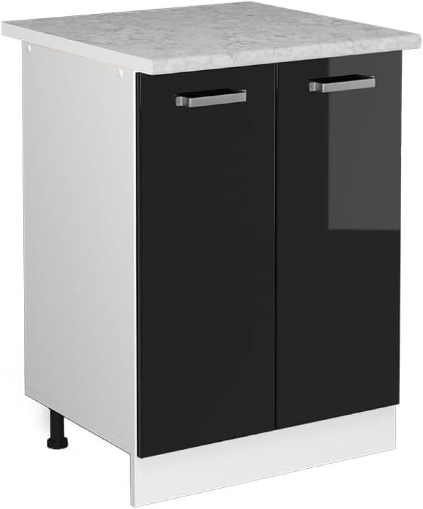 Vicco Küchenunterschrank R-Line, Schwarz Hochglanz/Weiß, 60 cm mit Arbeitsplatte Bild 1