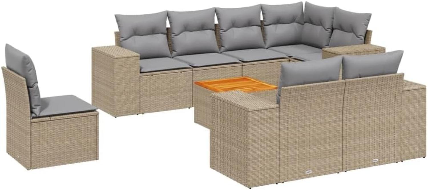 vidaXL 9-tlg. Garten-Sofagarnitur mit Kissen Beige Poly Rattan 3257872 Bild 1