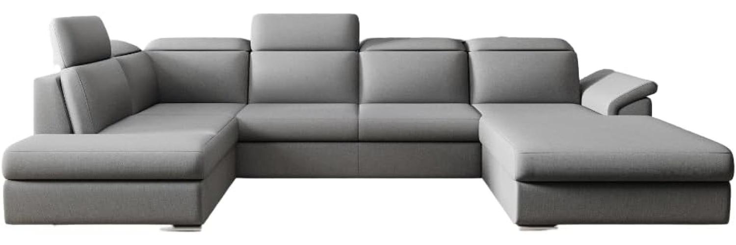 Designer Sofa Emiliano mit Schlaf- und Klappfunktion Stoff Grau Rechts Bild 1