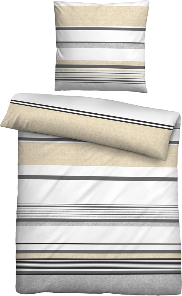 Traumhaft Schlafen  Castell  Markenbettwäsche 0060454 Baumwoll Satin Bettwäsche STREIFENMIX, gelb, 1x 135x200 cm + 1x 80x80 cm Bild 1