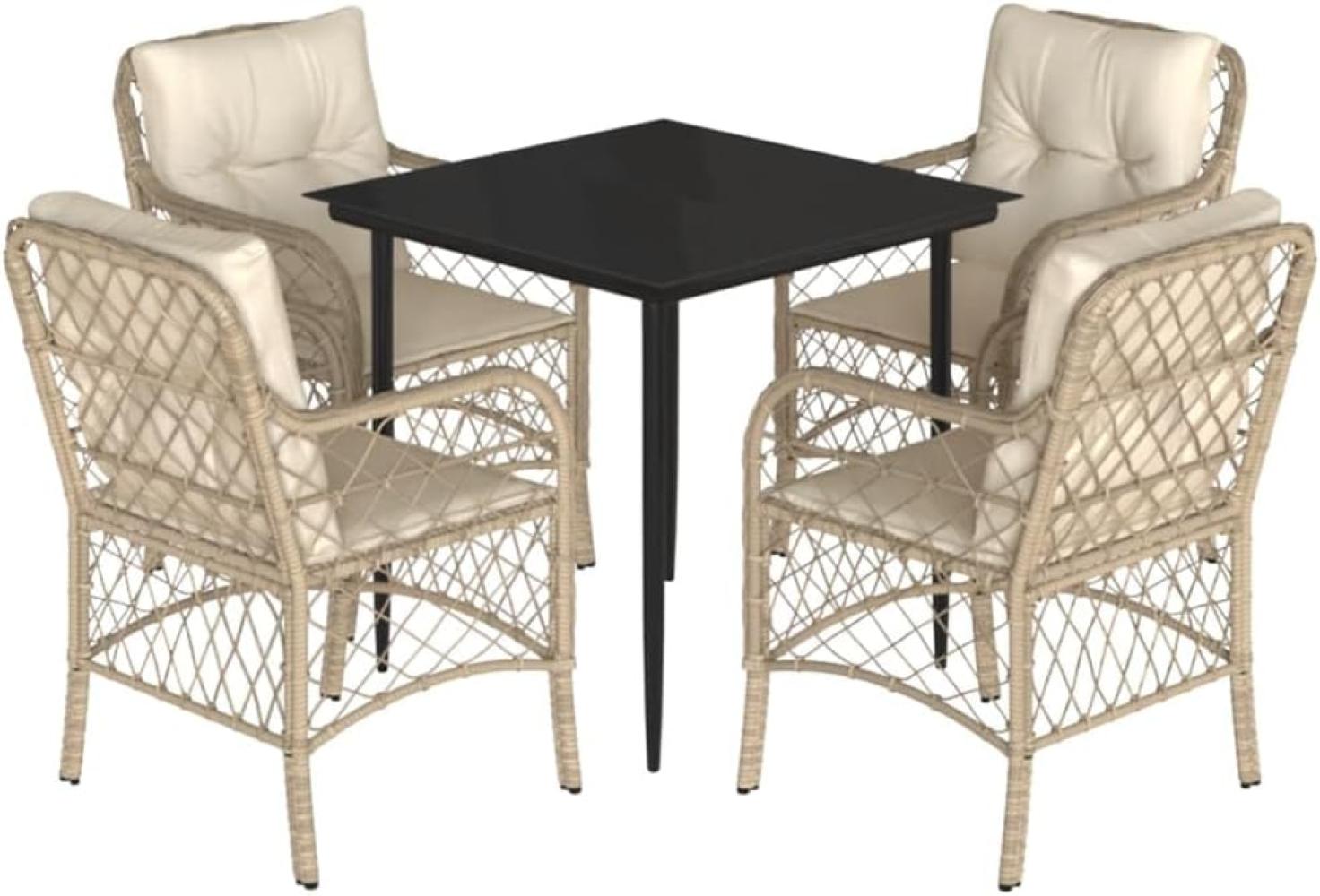 vidaXL 5-tlg. Garten-Essgruppe mit Kissen Beige Poly Rattan 3212139 Bild 1