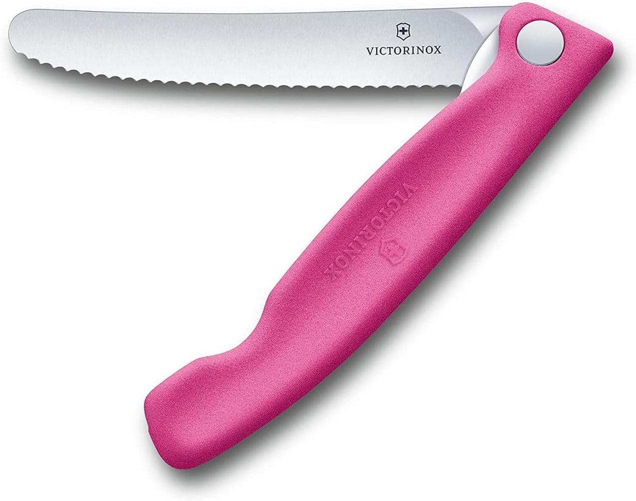 Victorinox Faltbares Gemüsemesser Tafelmesser Wellenschliff pink Bild 1