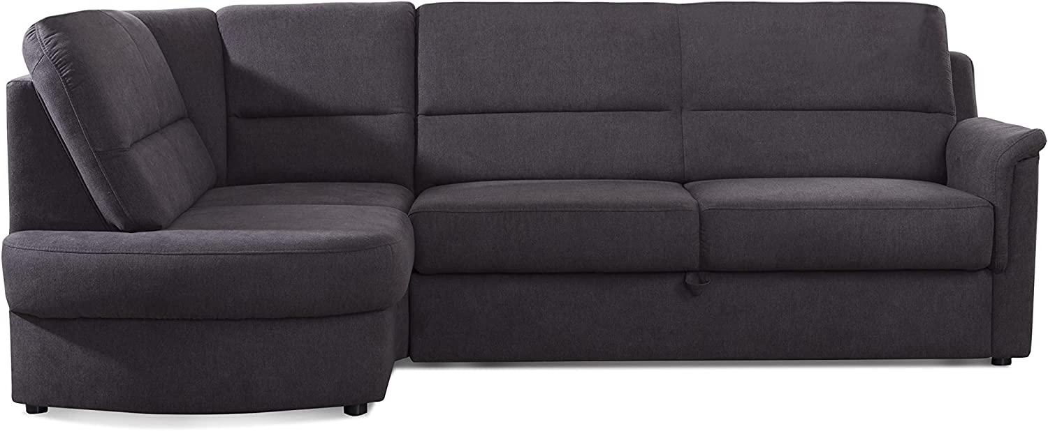 Cavadore Ecksofa Paris mit Federkern / Kleines L-Sofa mit Vorziehsitz, Bettkasten und Ottomane / 243 x 87 x 155 / Dunkelgrau Bild 1