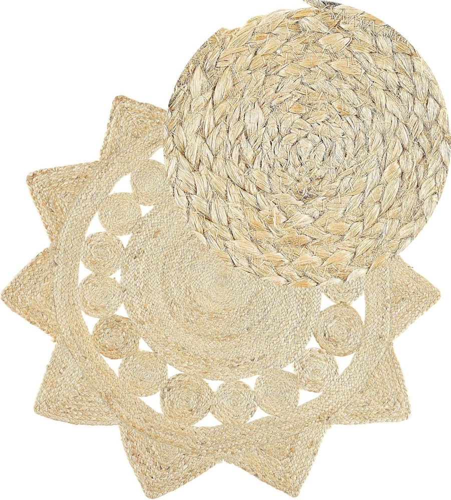 Teppich Jute beige ⌀ 120 cm Kurzflor zweiseitig ARABAN Bild 1