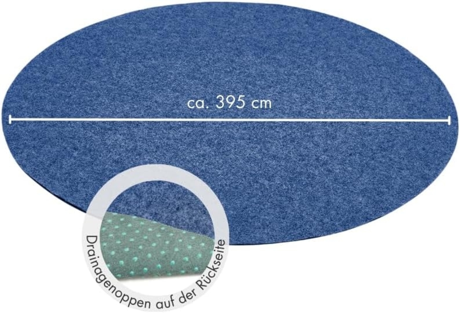 andiamo Kunstrasenteppich Field mit Noppen - Kunstrasen Outdoor zur Verwendung als Balkon Bodenbelag oder Poolteppich - witterungsbeständig rund 395 cm rund Blau Bild 1