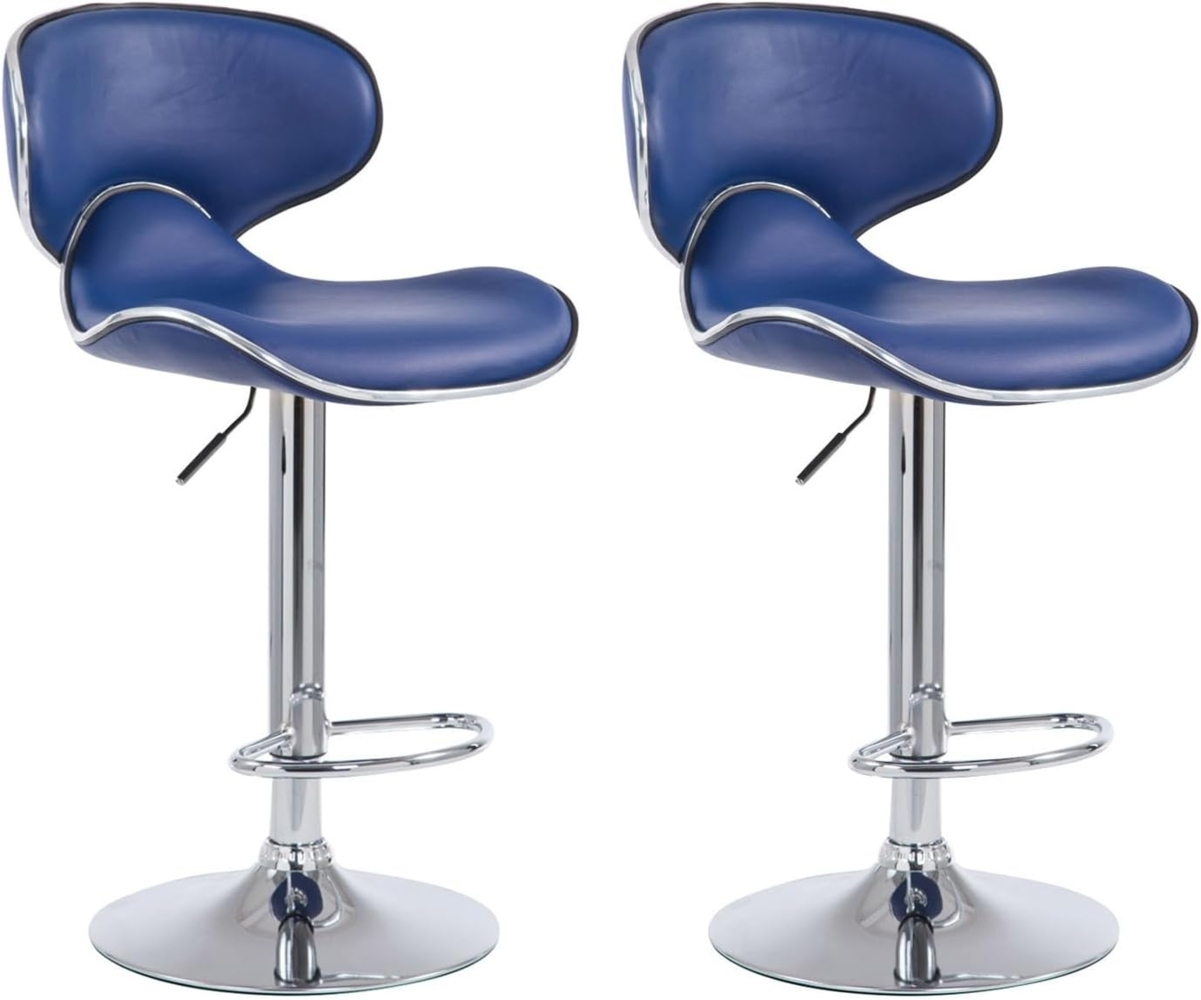 2er Set Barhocker Las Vegas V2 Kunstleder chrom, blau Bild 1