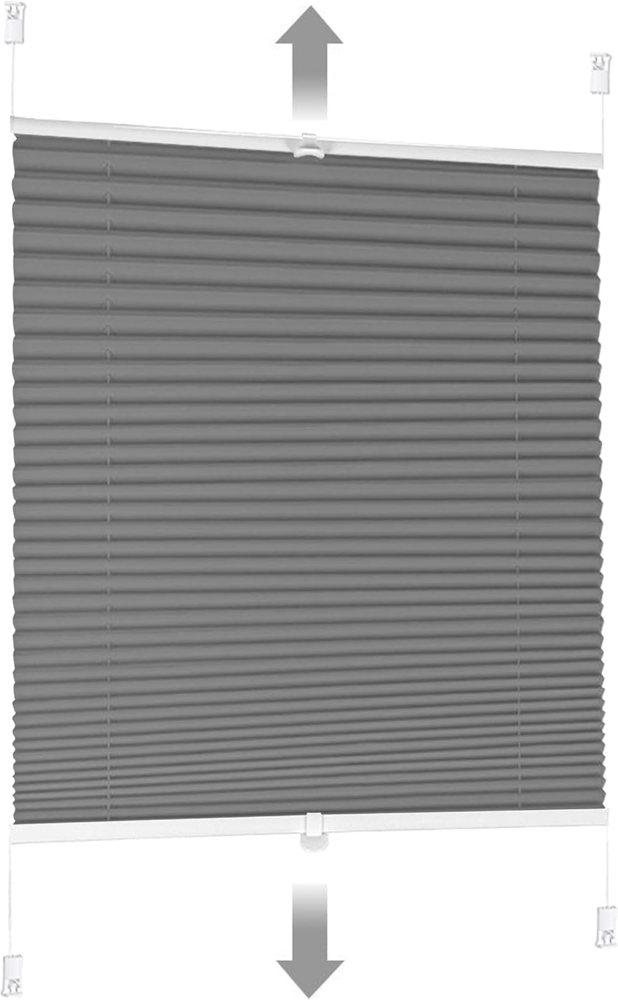 Sekey Plissee ohne Bohren Verdunkelung, Fenster Plissee Klemmfix Jalousie 75 cm breit, Verspannt Blickdicht Sonnenschutz Fensterollo, 75x150 cm, Dunkelgrau Bild 1