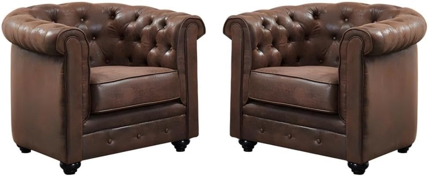 Vente-unique - Sessel 2er-Set - Microfaser - Vintage-Look - CHESTERFIELD Bild 1