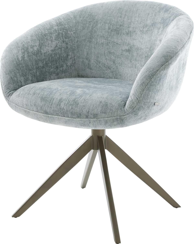 Drehstuhl Vinka-Flex mit Armlehnen Chenille Pastellblau Kreuzgestell breit Effektfinish Titan 360° drehbar Taschenfederkern Bild 1