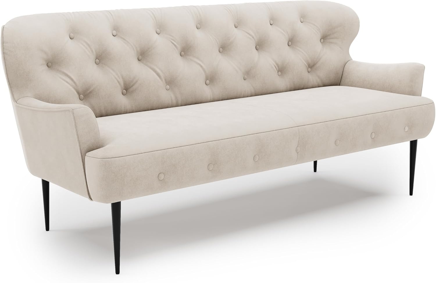 CAVADORE 3-Sitzer Küchensofa Amba, Trendige Sitzbank für Küche oder Esszimmer / 193 x 97 x 87 / Hochwertiges Flachgewebe: Naturweiß Bild 1