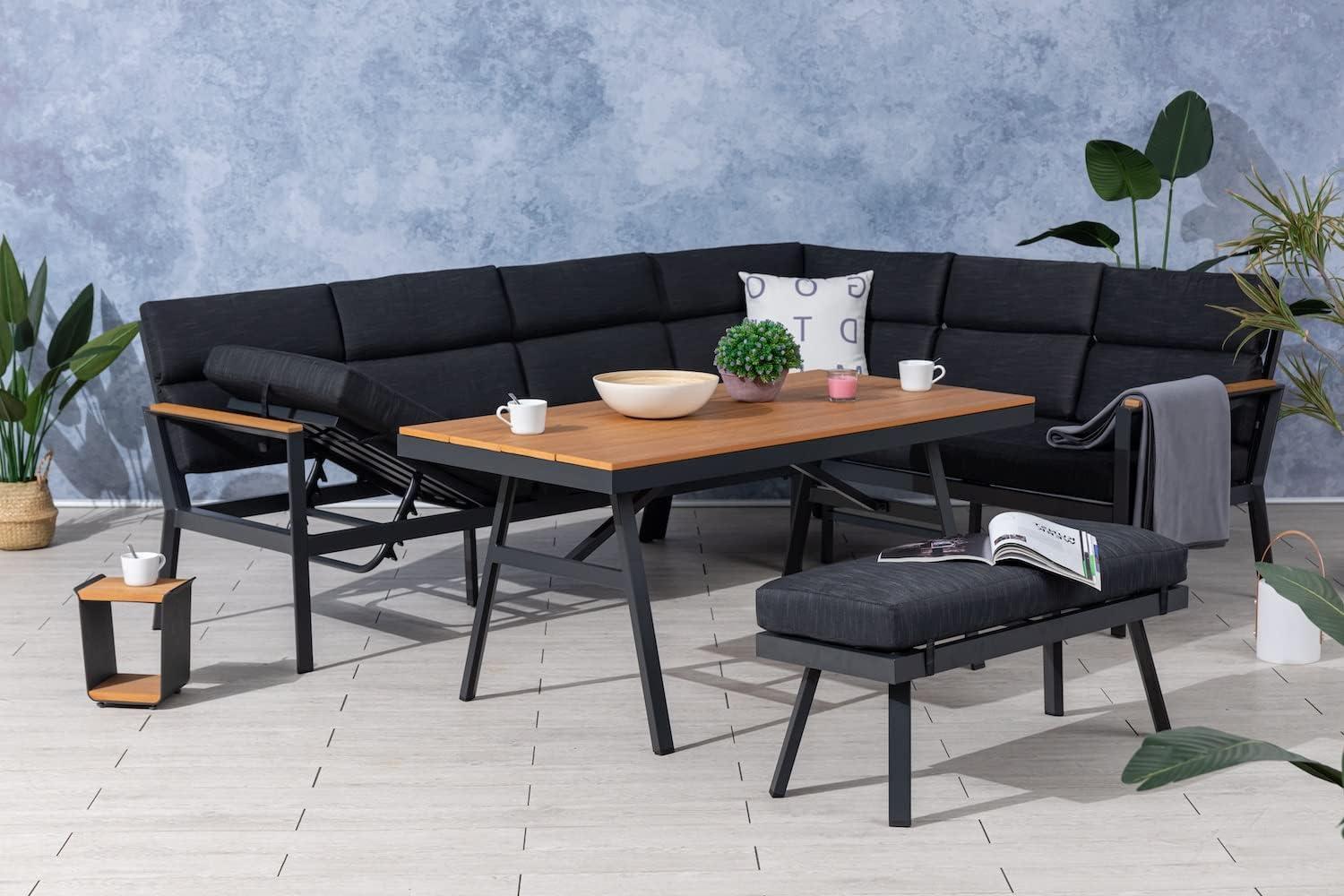 Gardissimo Dining-Ecklounge "Nabari" inkl. Ecksofa, Bank, Tisch und Kissen, anthrazit / braun, ohne Sessel,rechts Bild 1