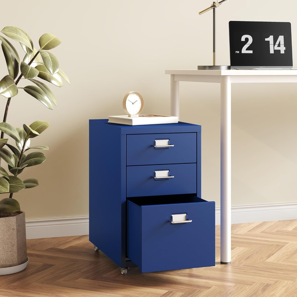 Rollcontainer Kökar mit 3 Schubladen 48x28x41 cm Blau [en. casa] Bild 1