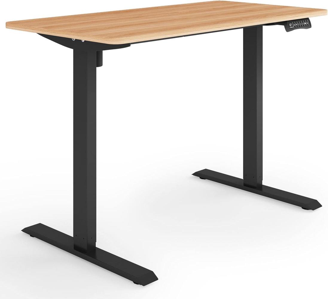 ESMART Germany ETX-121BM 120x60cm Ahorn Dekor Ergonomischer Steh-Sitz-Schreibtisch Stufenlos elektrisch höhenverstellbar 73,5-123,5cm 3X Memory Aktivitätserinnerung Soft-Start/Stopp Schnelle Montage Bild 1