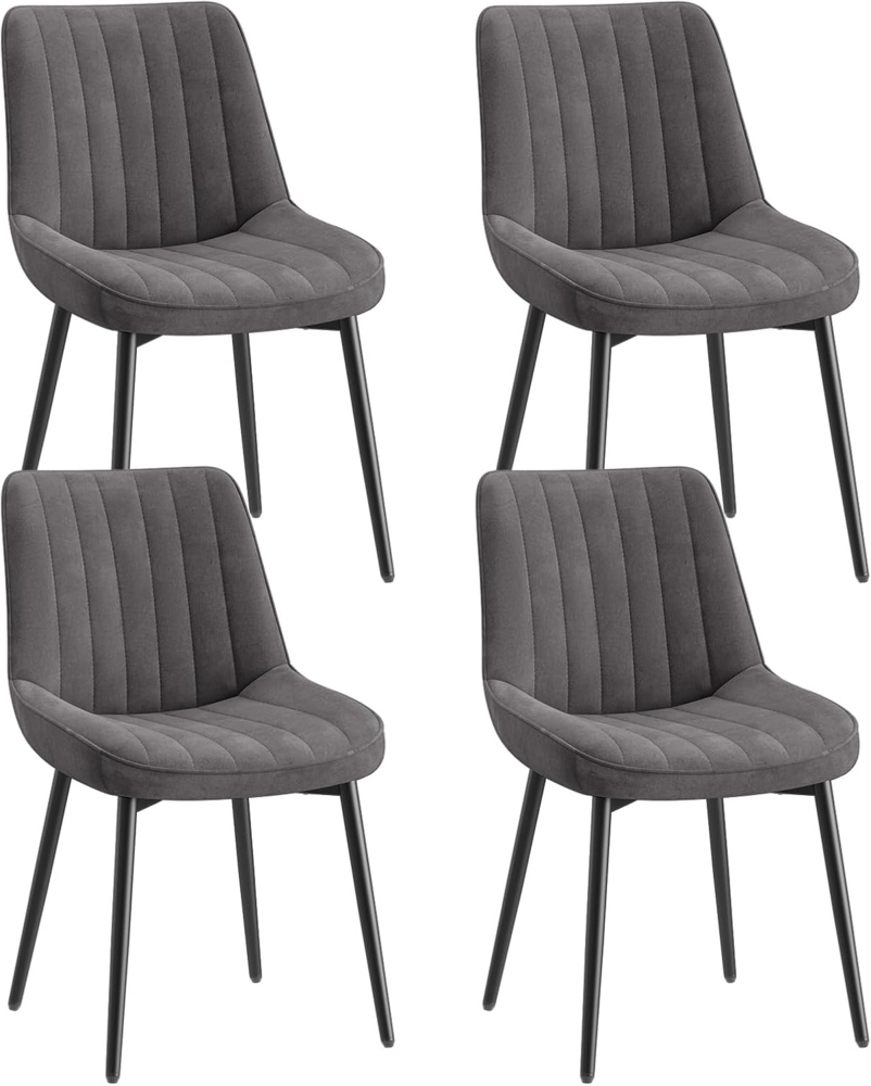COLAMY Samt Esszimmerstühle 4er Set – Gepolsterte Stühle für Esszimmer & Küche mit Metallbeinen, Dickem Sitzpolster & Rutschfesten Füßen, Grau Bild 1