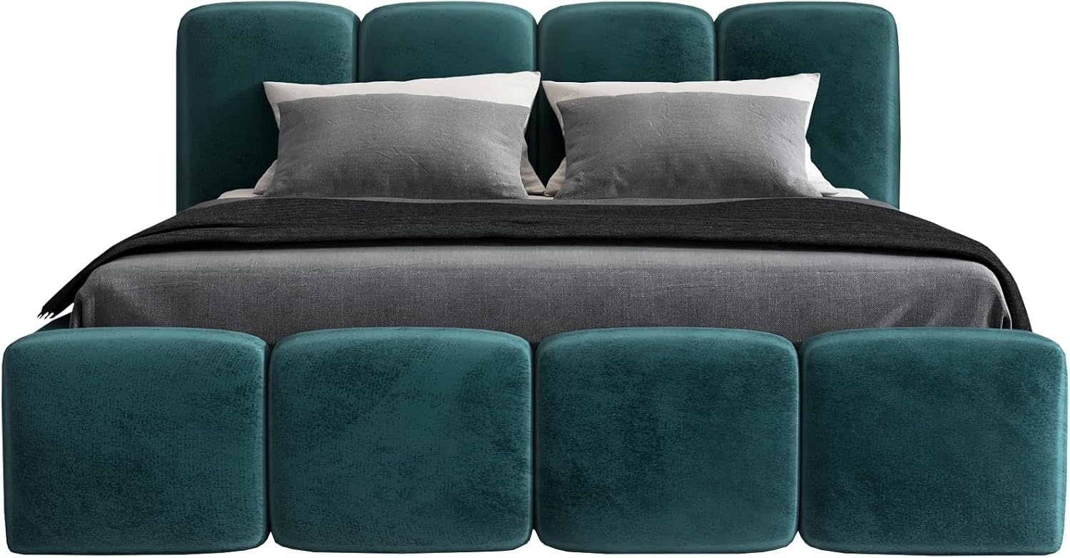 Polsterbett DONA 90x200 ohne Matratze mit Bettkasten und Lattenrost. Farbe: Minze 13 Bild 1