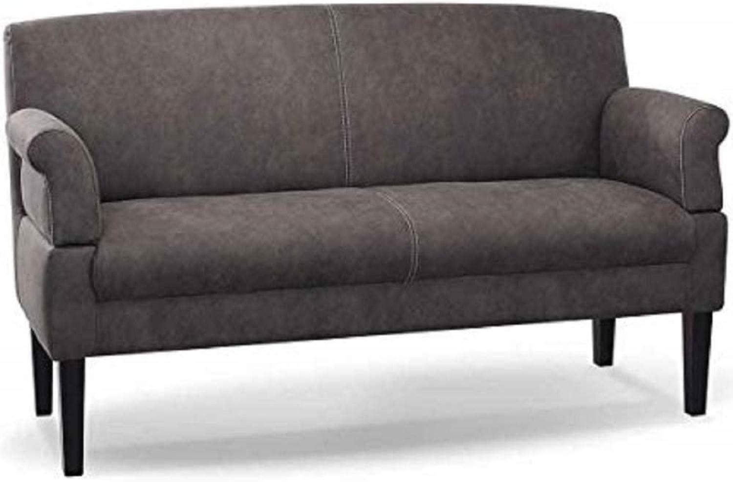 CAVADORE 3-Sitzer Küchensofa Malm, Sitzbank für Küche oder Esszimmer in Lederoptik, Inkl. Armteilverstellung, Federkern und moderner Kontrastnaht, 182 x 97 x 78, Mikrofaser: grau Bild 1