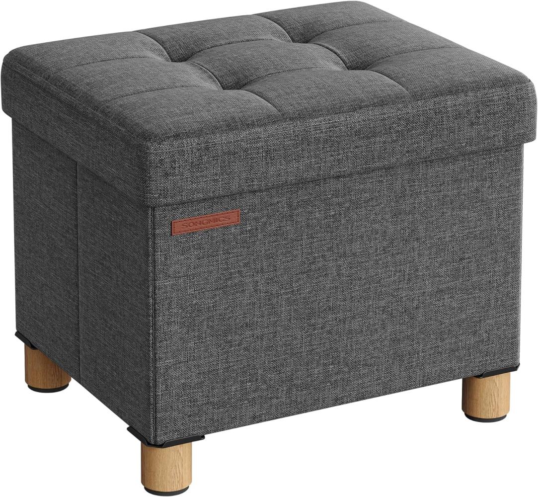 Songmics Sitzbank mit Stauraum, Schuhbank, klappbare Sitztruhe, Aufbewahrungsbox, Fußbank, 32 x 40 x 33,5 cm, für Wohnzimmer, Schlafzimmer, dunkelgrau LSF012G11 Bild 1