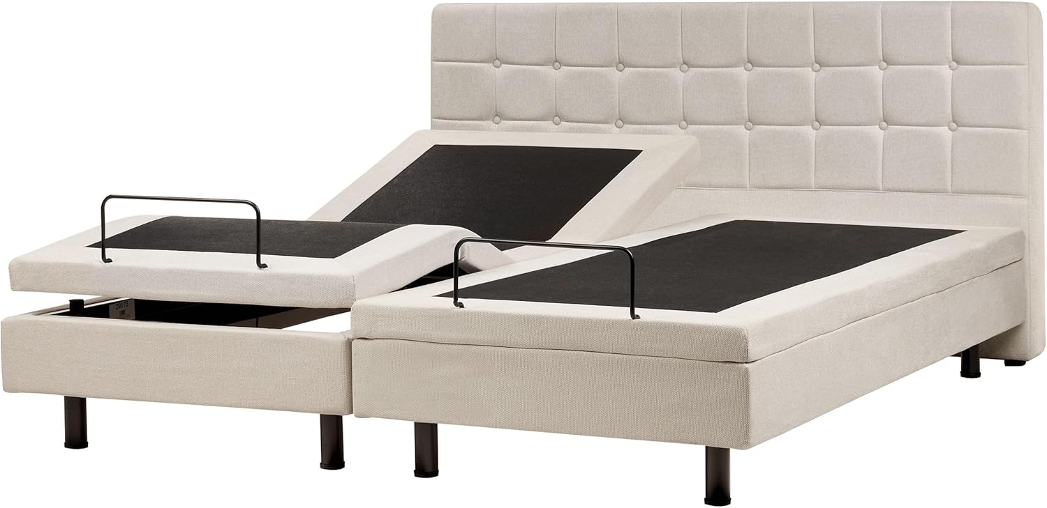 Bett verstellbar Stoff DUKE 180 x 200 cm Hellbeige Bild 1
