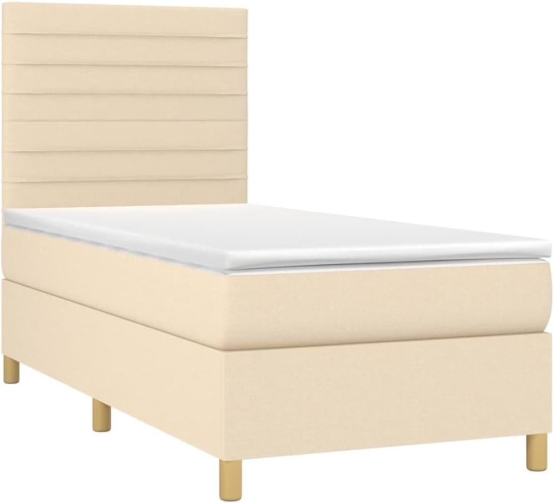 vidaXL Boxspringbett mit Matratze Creme 90x200 cm Stoff, Härtegrad: H2 [3142390] Bild 1